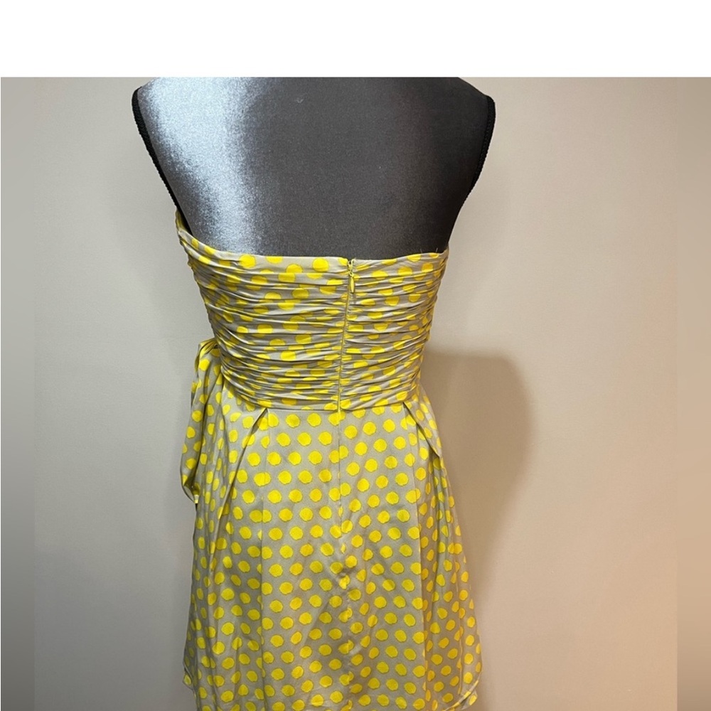 ALICE & OLIVIA Strapless Grey & Yellow Polka Dot Dress, Size S - Picture 9 of 9